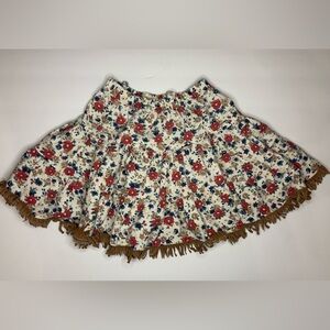 Vintage SWAT Kids Floral Print Skirt with Fringe Hem